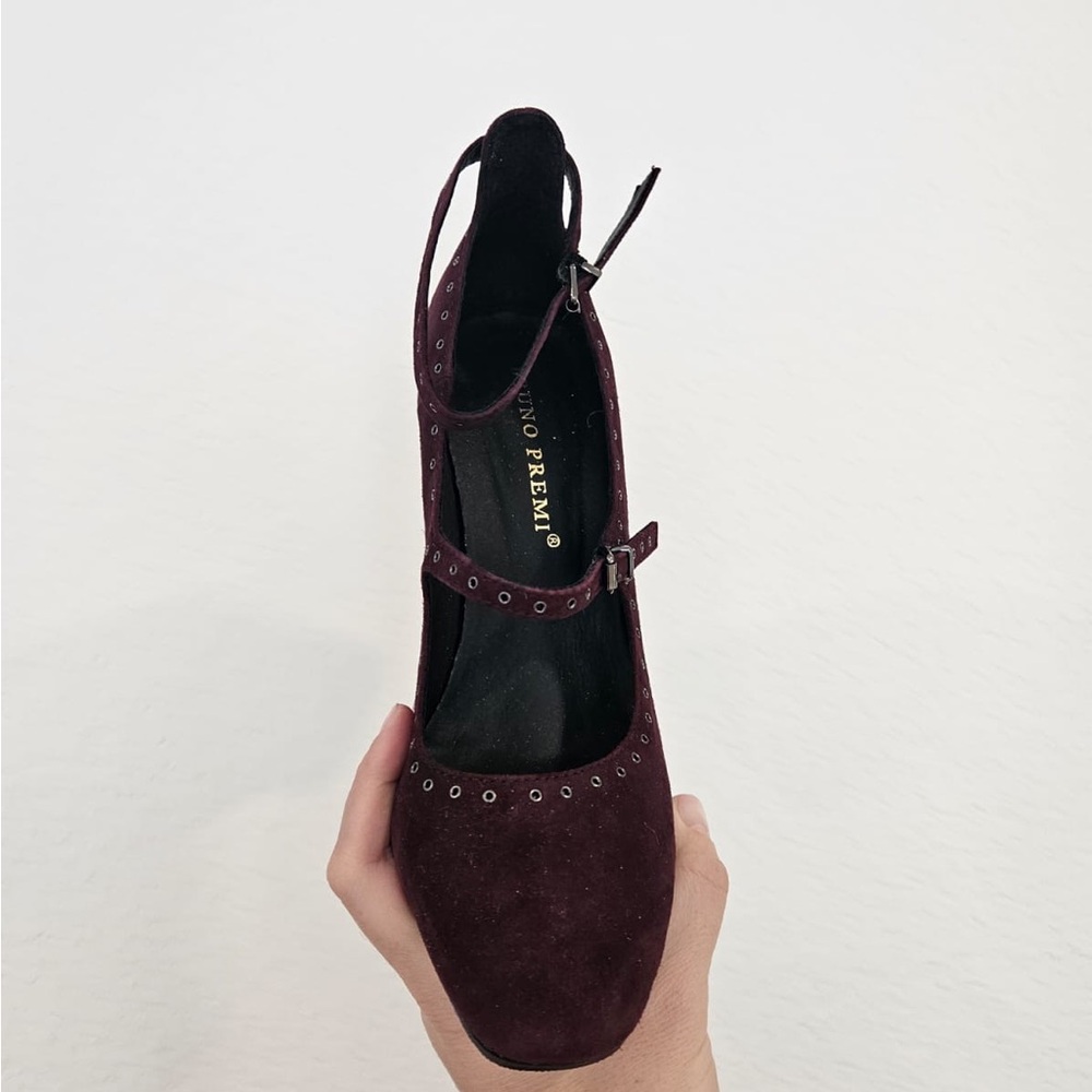 Bruno Premi Elegant Burgundy Suede Block Heel Mary Jane Shoes SZ IT 39 NWB - Picture 4 of 5